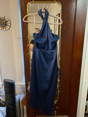 Lulus Elegant Navy Halter/Keyhole Evening Dress - Women's Formal Gown